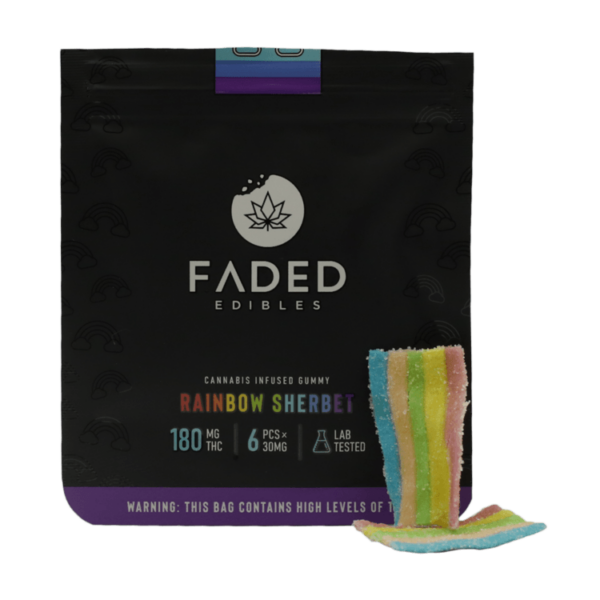 Faded Edibles – Rainbow Sherbet – 180mg | Pacific Green Canada