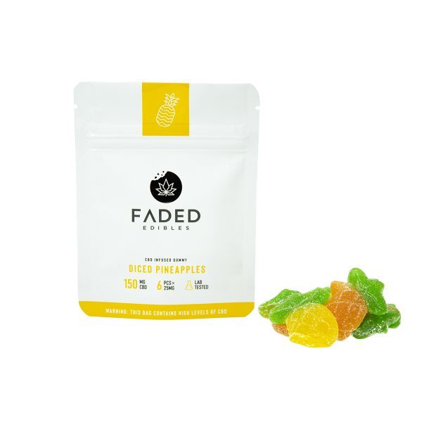 Faded Edibles – CBD 150mg Diced Pineapples | Pacific Green Canada