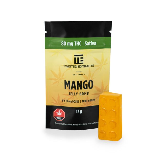 Twisted Extracts- Mango Jelly bomb – SATIVA – 80MG THC | Pacific Green Canada