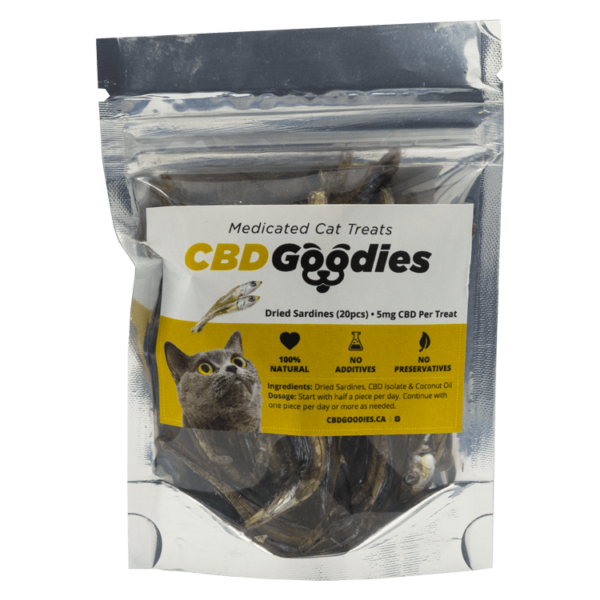 CBD Goodies – Medicated Cat Treats – Dried Sardines – 100mg CBD | Pacific Green Canada