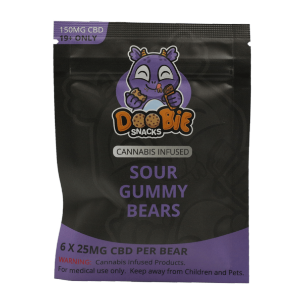 Doobie Snacks – CBD Sour Gummy Bears – 150mg CBD | Pacific Green Canada