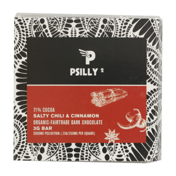 Psilly – Dark Chocolate Bar – Salty Chili & Cinnamon | Pacific Green Canada