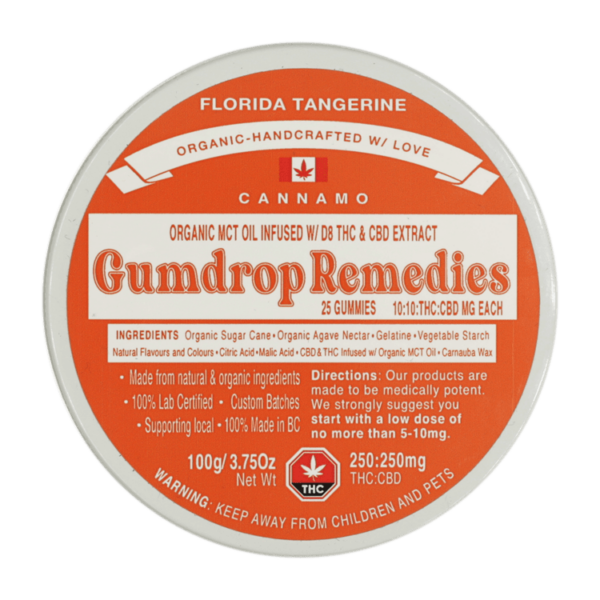 Gumdrop Remedies – Florida Tangerine 1:1 Gummies – 250mg THC/250mg CBD | Pacific Green Canada