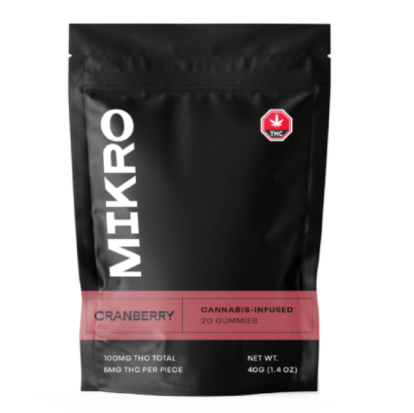 Mikro – THC Gummies – 100mg THC – Cranberry | Pacific Green Canada