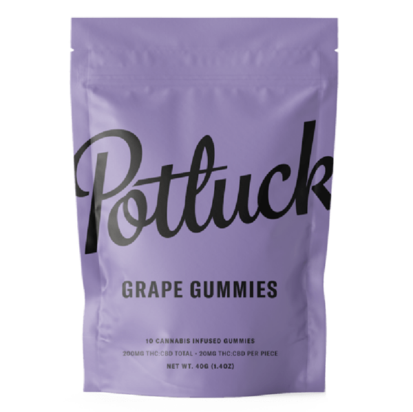 Potluck Extracts – Grape Gummies (1:1) – 100mg THC / 100mg CBD | Pacific Green Canada