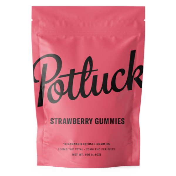 Potluck Extracts – Strawberry Gummies – 200mg THC | Pacific Green Canada