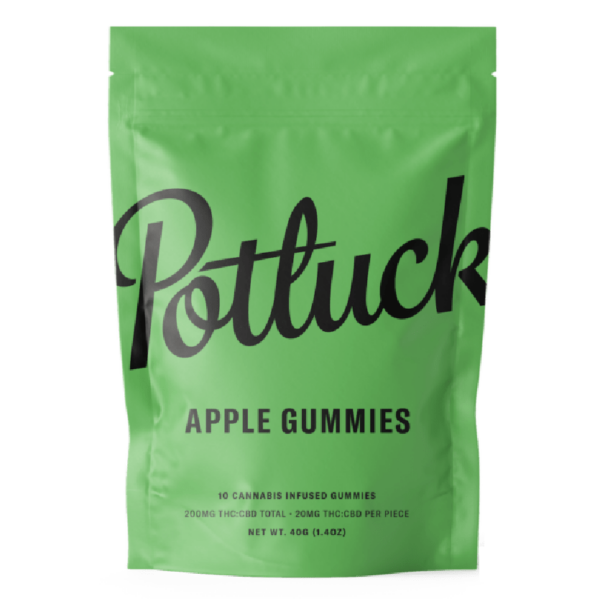 Potluck Extracts – Apple Gummies (1:1) – 100mg THC / 100mg CBD | Pacific Green Canada